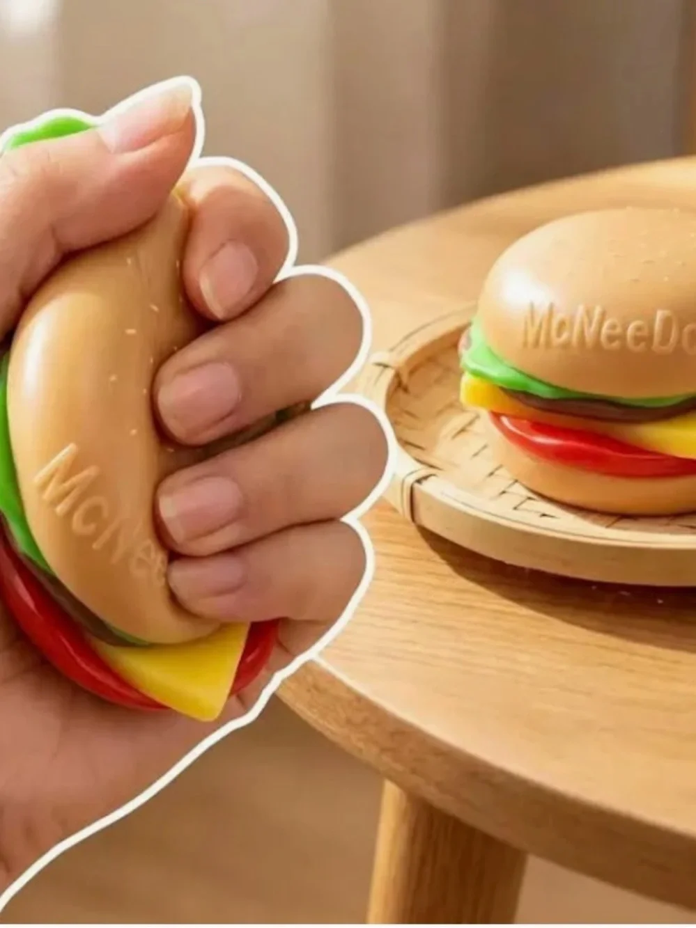 McDonald's Red and Yellow Play Burger Set with Colorful Toppings